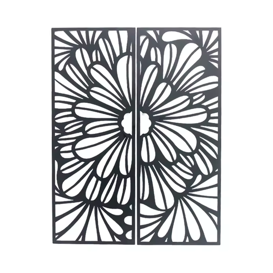 Crafted Creations™ - 3d Black Nordic Metal Flower Leaf Wall Art Hangings Decoration Wall Mounted Iron Plate Home Decor