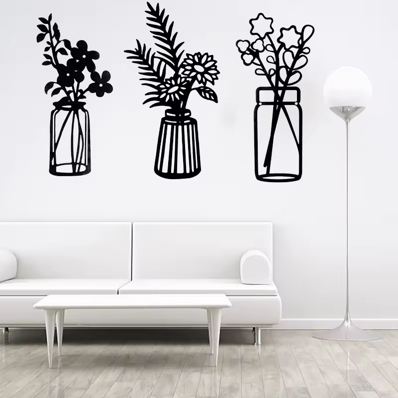 Crafted Creations™ - Factory Home Crafts Decor Metal Flower Wire Wall Decor Minimalism Wall Art Black Metal Art