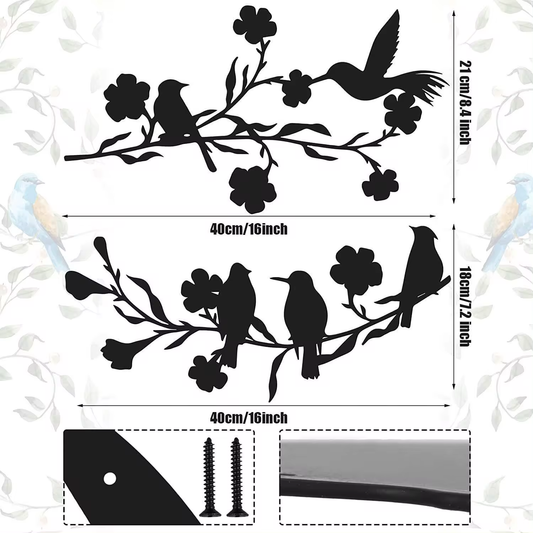 Crafted Creations™ - Latest Pop Bird In The Tree Metal Pendant Cross Border Wall Silhouette Magpie Plum Wall Decoration