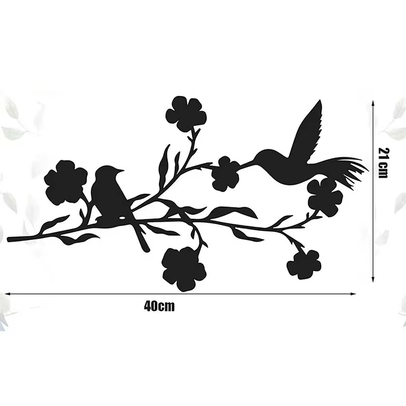 Crafted Creations™ - Latest Pop Bird In The Tree Metal Pendant Cross Border Wall Silhouette Magpie Plum Wall Decoration