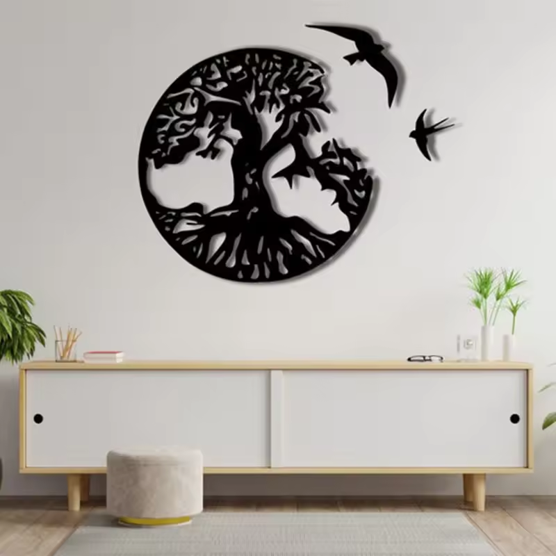 Crafted Creations™ - Decorative black tree iron metal wall art for life