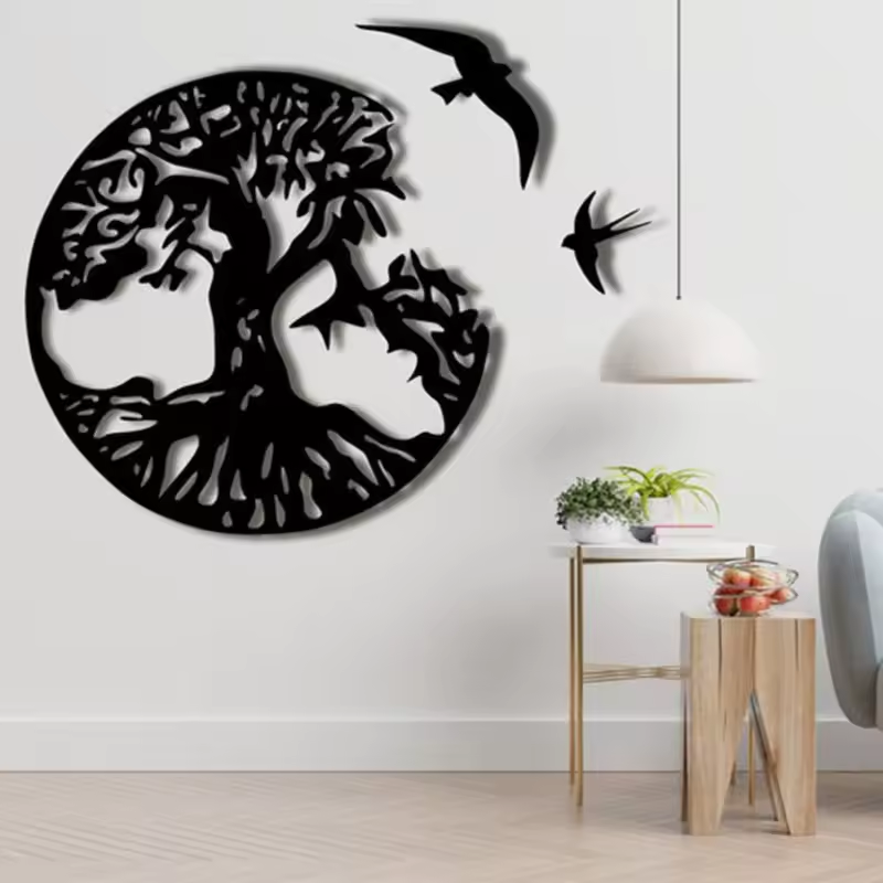 Crafted Creations™ - Decorative black tree iron metal wall art for life