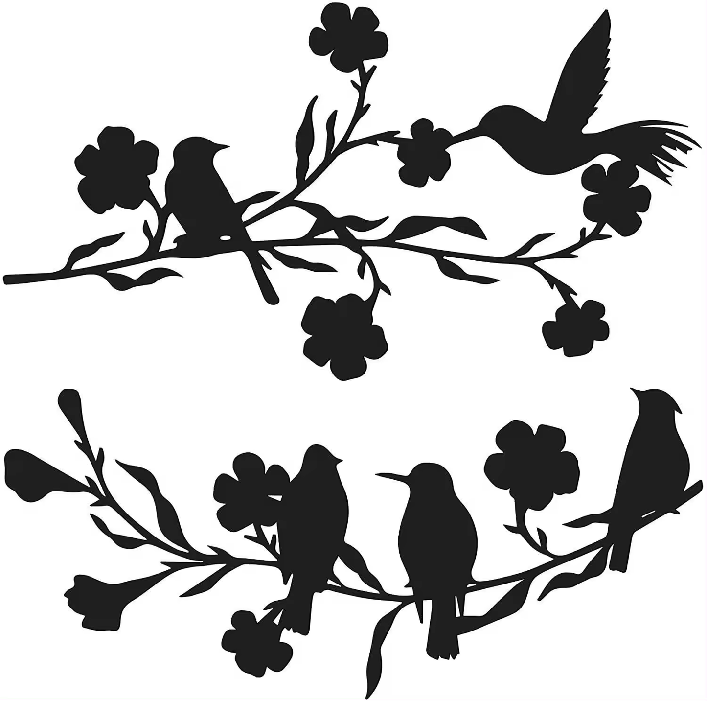 Crafted Creations™ - Latest Pop Bird In The Tree Metal Pendant Cross Border Wall Silhouette Magpie Plum Wall Decoration