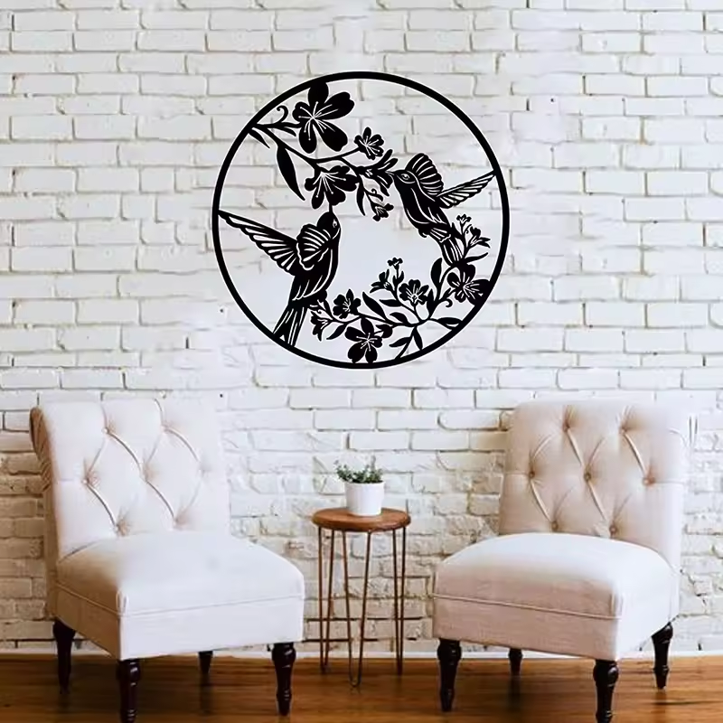 Crafted Creations™ - Metal Black Spring Bird Wall Art Decor For Dining Room Kitchen Bedroom