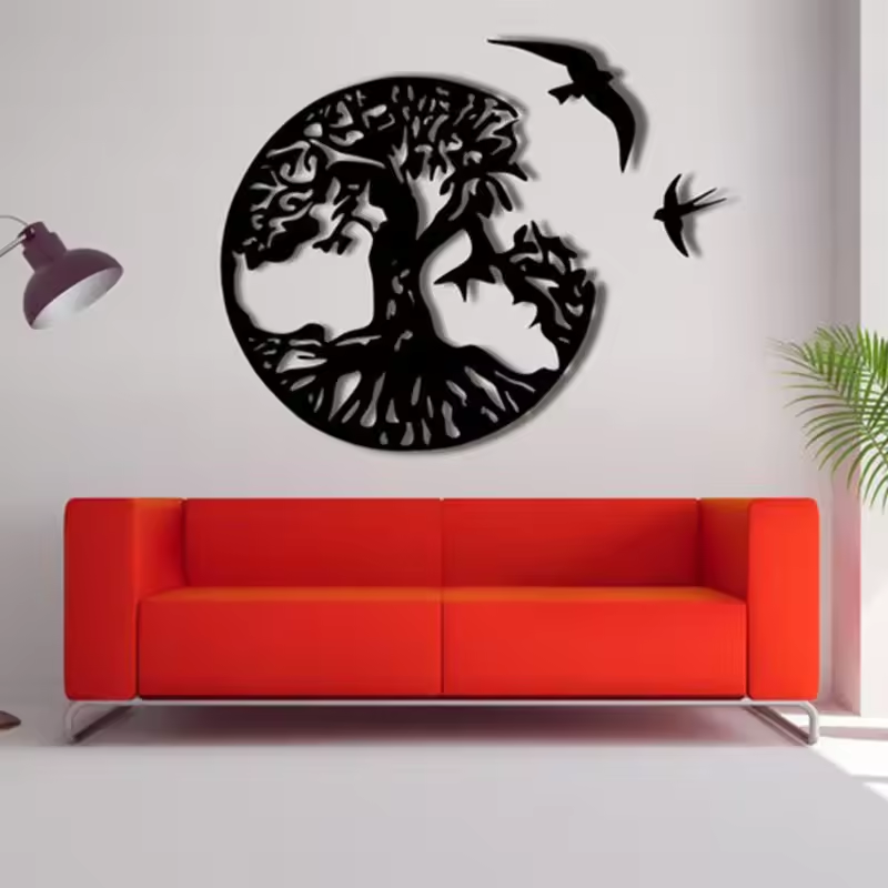 Crafted Creations™ - Decorative black tree iron metal wall art for life