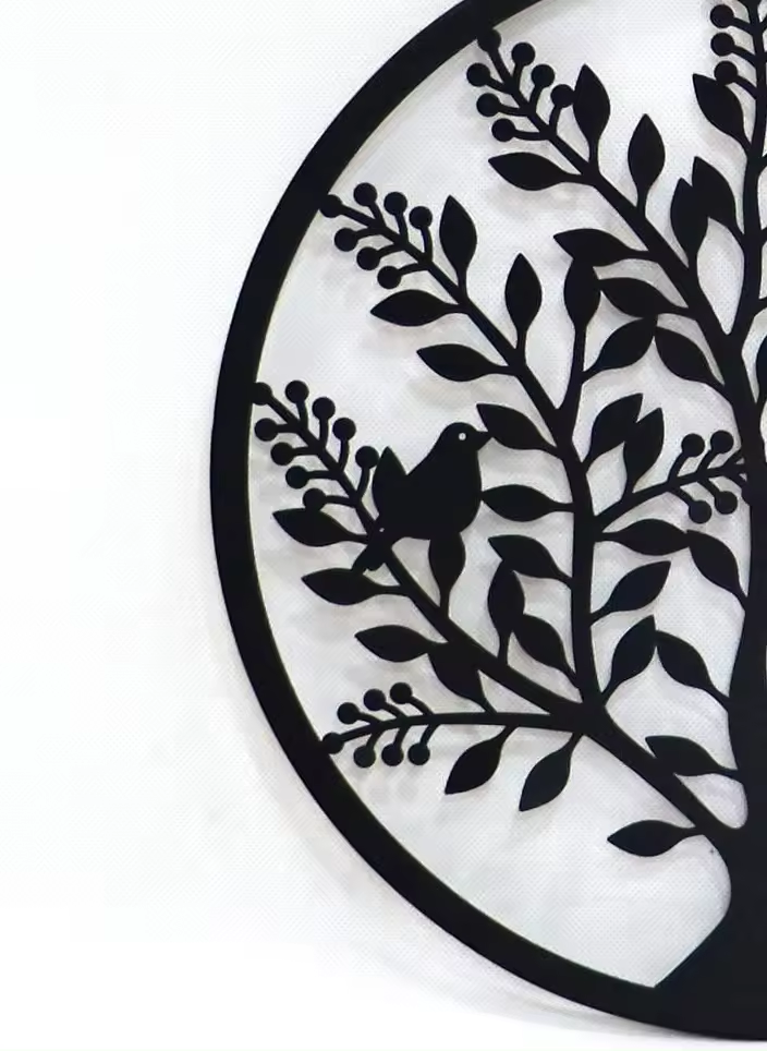 Crafted Creations™ - Laser cutting Modern round black life tree home decor