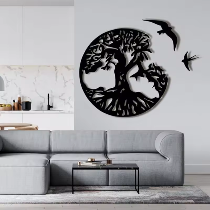 Crafted Creations™ - Decorative black tree iron metal wall art for life