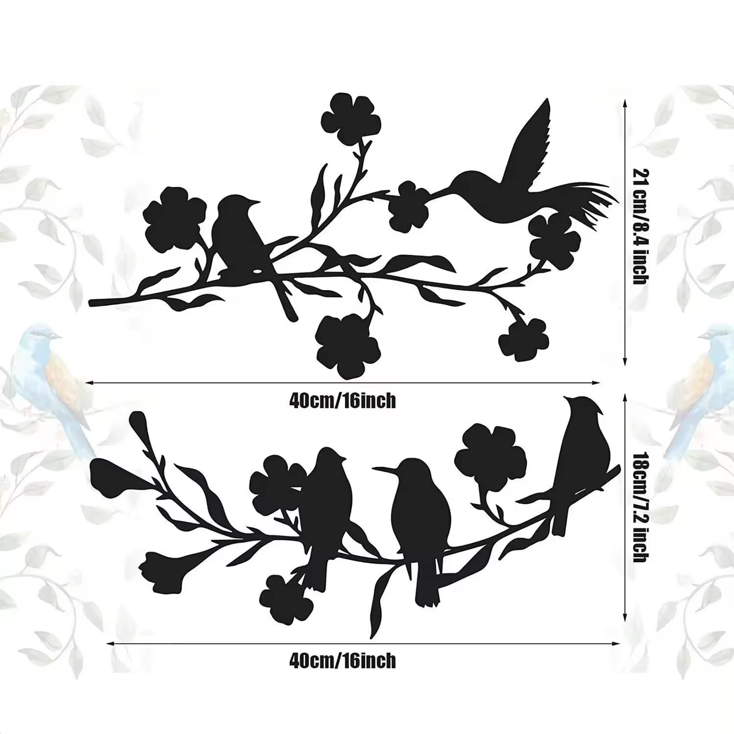 Crafted Creations™ - Latest Pop Bird In The Tree Metal Pendant Cross Border Wall Silhouette Magpie Plum Wall Decoration